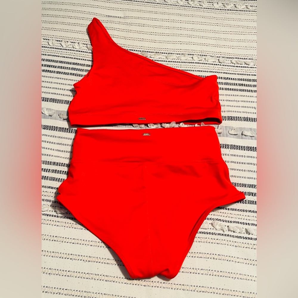 Stylish Orange One-Shoulder Bikini Set